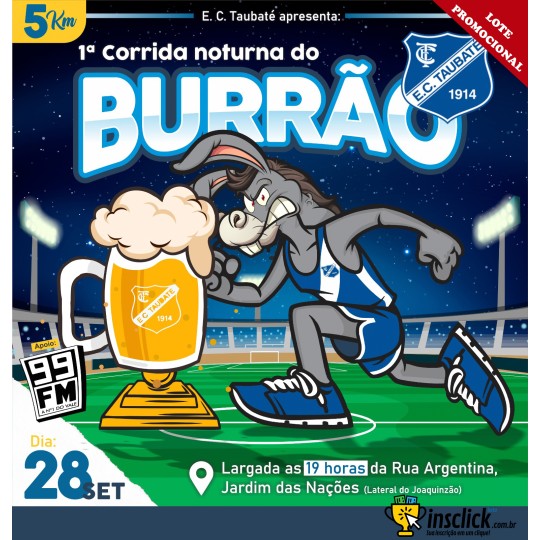 1ª Corrida Noturna do Burrão - 5k e 3k - Taubaté / SP - 2024