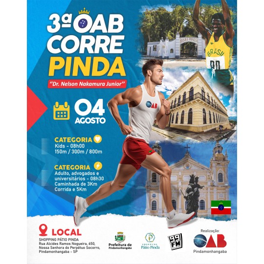 3ª OAB CORRE - PINDA / SP - Corrida 5km - Caminhada 3km - 2024